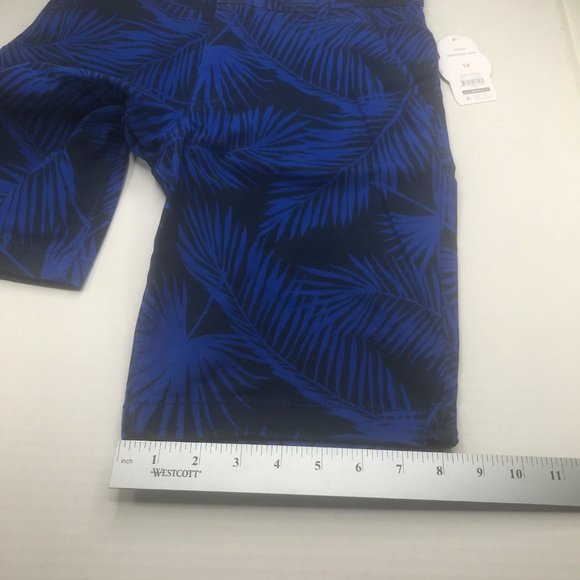 Wonder Nation Boy's Size 14 Adjustable Waist Flat Front Short Blue Palm Leaf New - Picture 10 of 13